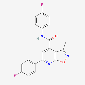 molecular formula C20H13F2N3O2 B10920456 N,6-bis(4-fluorophenyl)-3-methyl[1,2]oxazolo[5,4-b]pyridine-4-carboxamide 