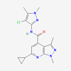 molecular formula C17H19ClN6O B10920543 N-(4-chloro-1,5-dimethyl-1H-pyrazol-3-yl)-6-cyclopropyl-1,3-dimethyl-1H-pyrazolo[3,4-b]pyridine-4-carboxamide 