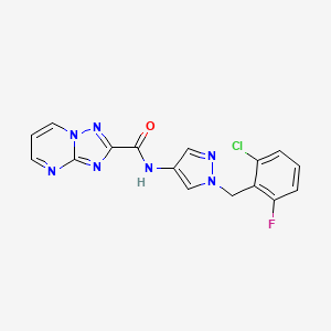 molecular formula C16H11ClFN7O B10920545 N-[1-(2-chloro-6-fluorobenzyl)-1H-pyrazol-4-yl][1,2,4]triazolo[1,5-a]pyrimidine-2-carboxamide 