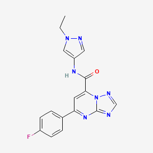 molecular formula C17H14FN7O B10920611 N-(1-ethyl-1H-pyrazol-4-yl)-5-(4-fluorophenyl)[1,2,4]triazolo[1,5-a]pyrimidine-7-carboxamide 