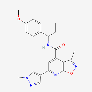 molecular formula C22H23N5O3 B10920674 N-[1-(4-methoxyphenyl)propyl]-3-methyl-6-(1-methyl-1H-pyrazol-4-yl)[1,2]oxazolo[5,4-b]pyridine-4-carboxamide 