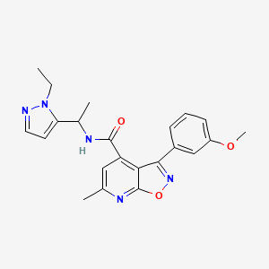 molecular formula C22H23N5O3 B10920748 N-[1-(1-ethyl-1H-pyrazol-5-yl)ethyl]-3-(3-methoxyphenyl)-6-methyl[1,2]oxazolo[5,4-b]pyridine-4-carboxamide 