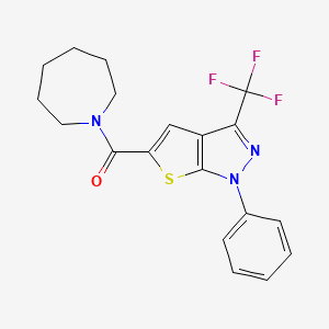 molecular formula C19H18F3N3OS B10920843 azepan-1-yl[1-phenyl-3-(trifluoromethyl)-1H-thieno[2,3-c]pyrazol-5-yl]methanone 