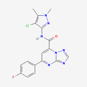 molecular formula C17H13ClFN7O B10920850 N-(4-chloro-1,5-dimethyl-1H-pyrazol-3-yl)-5-(4-fluorophenyl)[1,2,4]triazolo[1,5-a]pyrimidine-7-carboxamide 