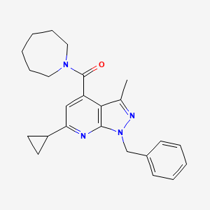 molecular formula C24H28N4O B10920899 azepan-1-yl(1-benzyl-6-cyclopropyl-3-methyl-1H-pyrazolo[3,4-b]pyridin-4-yl)methanone 