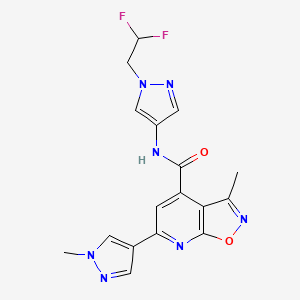 molecular formula C17H15F2N7O2 B10920971 N-[1-(2,2-difluoroethyl)-1H-pyrazol-4-yl]-3-methyl-6-(1-methyl-1H-pyrazol-4-yl)[1,2]oxazolo[5,4-b]pyridine-4-carboxamide 