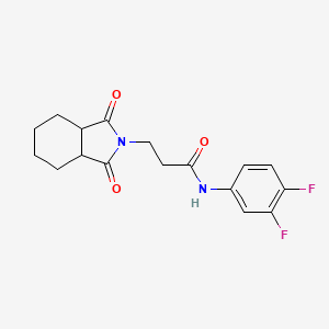 molecular formula C17H18F2N2O3 B10920982 N-(3,4-difluorophenyl)-3-(1,3-dioxooctahydro-2H-isoindol-2-yl)propanamide 
