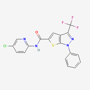 molecular formula C18H10ClF3N4OS B10920984 N-(5-chloropyridin-2-yl)-1-phenyl-3-(trifluoromethyl)-1H-thieno[2,3-c]pyrazole-5-carboxamide 