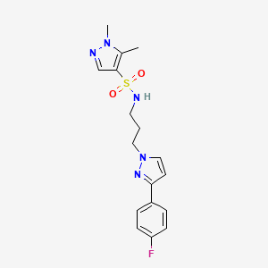 molecular formula C17H20FN5O2S B10920992 N-{3-[3-(4-fluorophenyl)-1H-pyrazol-1-yl]propyl}-1,5-dimethyl-1H-pyrazole-4-sulfonamide 