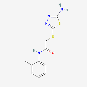 molecular formula C11H12N4OS2 B10921084 2-[(5-amino-1,3,4-thiadiazol-2-yl)sulfanyl]-N-(2-methylphenyl)acetamide 