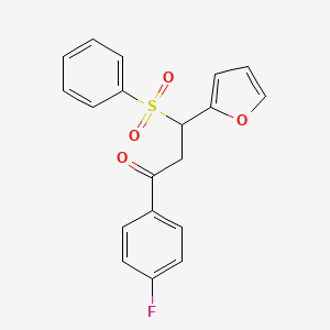 molecular formula C19H15FO4S B10921275 1-(4-Fluorophenyl)-3-(furan-2-yl)-3-(phenylsulfonyl)propan-1-one 