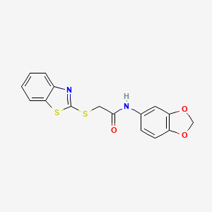 molecular formula C16H12N2O3S2 B10921316 N-(1,3-benzodioxol-5-yl)-2-(1,3-benzothiazol-2-ylsulfanyl)acetamide 