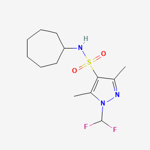 molecular formula C13H21F2N3O2S B10921453 N-cycloheptyl-1-(difluoromethyl)-3,5-dimethyl-1H-pyrazole-4-sulfonamide 