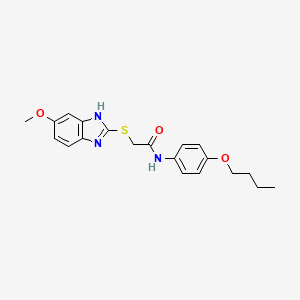 molecular formula C20H23N3O3S B10921457 N-(4-butoxyphenyl)-2-[(5-methoxy-1H-benzimidazol-2-yl)sulfanyl]acetamide 