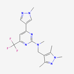 molecular formula C17H20F3N7 B10921497 N-methyl-4-(1-methyl-1H-pyrazol-4-yl)-6-(trifluoromethyl)-N-[(1,3,5-trimethyl-1H-pyrazol-4-yl)methyl]pyrimidin-2-amine 