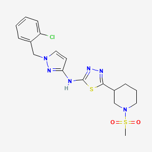 molecular formula C18H21ClN6O2S2 B10921538 N-[1-(2-chlorobenzyl)-1H-pyrazol-3-yl]-5-[1-(methylsulfonyl)piperidin-3-yl]-1,3,4-thiadiazol-2-amine 
