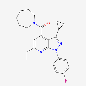 molecular formula C24H27FN4O B10921624 azepan-1-yl[3-cyclopropyl-6-ethyl-1-(4-fluorophenyl)-1H-pyrazolo[3,4-b]pyridin-4-yl]methanone 