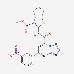 molecular formula C21H16N6O5S B10921651 methyl 2-({[5-(3-nitrophenyl)[1,2,4]triazolo[1,5-a]pyrimidin-7-yl]carbonyl}amino)-5,6-dihydro-4H-cyclopenta[b]thiophene-3-carboxylate 