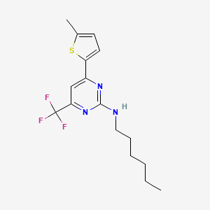 molecular formula C16H20F3N3S B10921677 N-hexyl-4-(5-methylthiophen-2-yl)-6-(trifluoromethyl)pyrimidin-2-amine 
