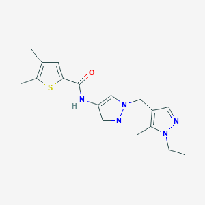molecular formula C17H21N5OS B10921684 N-{1-[(1-ethyl-5-methyl-1H-pyrazol-4-yl)methyl]-1H-pyrazol-4-yl}-4,5-dimethylthiophene-2-carboxamide 