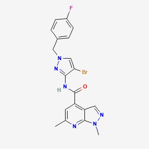 molecular formula C19H16BrFN6O B10921824 N-[4-bromo-1-(4-fluorobenzyl)-1H-pyrazol-3-yl]-1,6-dimethyl-1H-pyrazolo[3,4-b]pyridine-4-carboxamide 