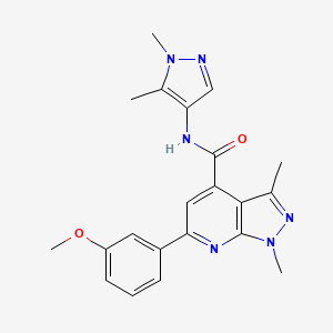 molecular formula C21H22N6O2 B10921844 N-(1,5-dimethyl-1H-pyrazol-4-yl)-6-(3-methoxyphenyl)-1,3-dimethyl-1H-pyrazolo[3,4-b]pyridine-4-carboxamide 