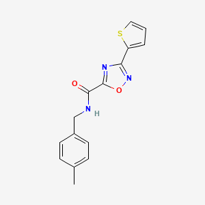 molecular formula C15H13N3O2S B10921913 N-(4-methylbenzyl)-3-(thiophen-2-yl)-1,2,4-oxadiazole-5-carboxamide 