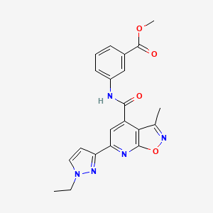 molecular formula C21H19N5O4 B10921971 methyl 3-({[6-(1-ethyl-1H-pyrazol-3-yl)-3-methyl[1,2]oxazolo[5,4-b]pyridin-4-yl]carbonyl}amino)benzoate 