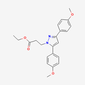 molecular formula C22H24N2O4 B10922076 ethyl 3-[3,5-bis(4-methoxyphenyl)-1H-pyrazol-1-yl]propanoate 
