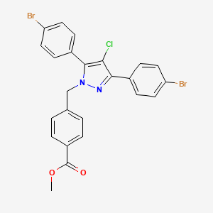 molecular formula C24H17Br2ClN2O2 B10922169 methyl 4-{[3,5-bis(4-bromophenyl)-4-chloro-1H-pyrazol-1-yl]methyl}benzoate 