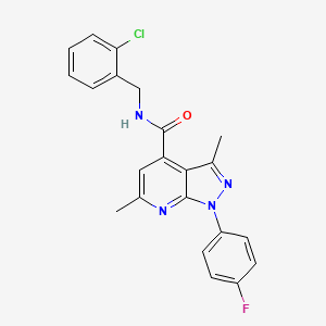molecular formula C22H18ClFN4O B10922194 N-(2-chlorobenzyl)-1-(4-fluorophenyl)-3,6-dimethyl-1H-pyrazolo[3,4-b]pyridine-4-carboxamide 
