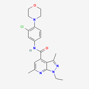 molecular formula C21H24ClN5O2 B10922237 N-[3-chloro-4-(morpholin-4-yl)phenyl]-1-ethyl-3,6-dimethyl-1H-pyrazolo[3,4-b]pyridine-4-carboxamide 