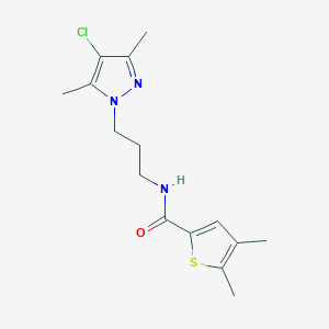 molecular formula C15H20ClN3OS B10922302 N-[3-(4-chloro-3,5-dimethyl-1H-pyrazol-1-yl)propyl]-4,5-dimethylthiophene-2-carboxamide 