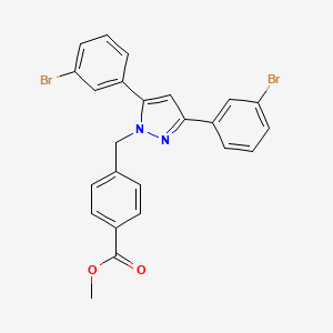 molecular formula C24H18Br2N2O2 B10922381 methyl 4-{[3,5-bis(3-bromophenyl)-1H-pyrazol-1-yl]methyl}benzoate 