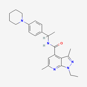 molecular formula C24H31N5O B10922477 1-Ethyl-3,6-dimethyl-N~4~-[1-(4-piperidinophenyl)ethyl]-1H-pyrazolo[3,4-B]pyridine-4-carboxamide CAS No. 1011396-97-6