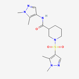 molecular formula C16H24N6O3S B10922750 N-(1,5-dimethyl-1H-pyrazol-4-yl)-1-[(1,5-dimethyl-1H-pyrazol-4-yl)sulfonyl]piperidine-3-carboxamide 