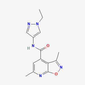 molecular formula C14H15N5O2 B10922751 N-(1-ethyl-1H-pyrazol-4-yl)-3,6-dimethyl[1,2]oxazolo[5,4-b]pyridine-4-carboxamide 