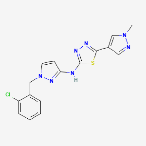 molecular formula C16H14ClN7S B10922830 N-[1-(2-chlorobenzyl)-1H-pyrazol-3-yl]-5-(1-methyl-1H-pyrazol-4-yl)-1,3,4-thiadiazol-2-amine 