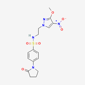 molecular formula C16H19N5O6S B10922840 N-[2-(3-methoxy-4-nitro-1H-pyrazol-1-yl)ethyl]-4-(2-oxopyrrolidin-1-yl)benzenesulfonamide 