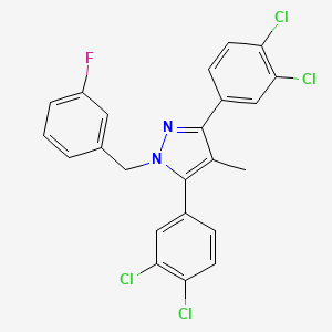 molecular formula C23H15Cl4FN2 B10922860 3,5-bis(3,4-dichlorophenyl)-1-(3-fluorobenzyl)-4-methyl-1H-pyrazole 