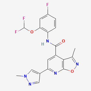molecular formula C19H14F3N5O3 B10922870 N-[2-(difluoromethoxy)-4-fluorophenyl]-3-methyl-6-(1-methyl-1H-pyrazol-4-yl)[1,2]oxazolo[5,4-b]pyridine-4-carboxamide 
