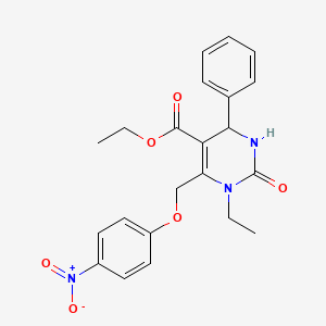 molecular formula C22H23N3O6 B10922886 Ethyl 1-ethyl-6-[(4-nitrophenoxy)methyl]-2-oxo-4-phenyl-1,2,3,4-tetrahydropyrimidine-5-carboxylate 