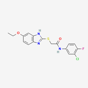 molecular formula C17H15ClFN3O2S B10922917 N-(3-chloro-4-fluorophenyl)-2-[(5-ethoxy-1H-benzimidazol-2-yl)sulfanyl]acetamide 