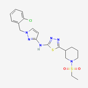 molecular formula C19H23ClN6O2S2 B10922966 N-[1-(2-chlorobenzyl)-1H-pyrazol-3-yl]-5-[1-(ethylsulfonyl)piperidin-3-yl]-1,3,4-thiadiazol-2-amine 