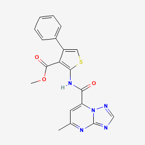 molecular formula C19H15N5O3S B10922969 Methyl 2-{[(5-methyl[1,2,4]triazolo[1,5-a]pyrimidin-7-yl)carbonyl]amino}-4-phenylthiophene-3-carboxylate 