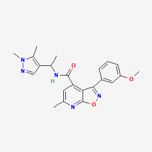 molecular formula C22H23N5O3 B10923082 N-[1-(1,5-dimethyl-1H-pyrazol-4-yl)ethyl]-3-(3-methoxyphenyl)-6-methyl[1,2]oxazolo[5,4-b]pyridine-4-carboxamide 