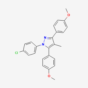 molecular formula C24H21ClN2O2 B10923109 1-(4-chlorophenyl)-3,5-bis(4-methoxyphenyl)-4-methyl-1H-pyrazole 