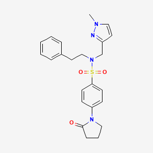 molecular formula C23H26N4O3S B10923444 N-[(1-methyl-1H-pyrazol-3-yl)methyl]-4-(2-oxopyrrolidin-1-yl)-N-(2-phenylethyl)benzenesulfonamide 