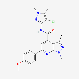 molecular formula C21H21ClN6O2 B10923453 N-(4-chloro-1,5-dimethyl-1H-pyrazol-3-yl)-6-(4-methoxyphenyl)-1,3-dimethyl-1H-pyrazolo[3,4-b]pyridine-4-carboxamide 