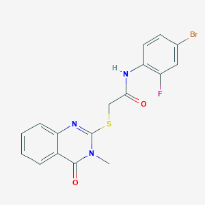 molecular formula C17H13BrFN3O2S B10923748 N-(4-bromo-2-fluorophenyl)-2-[(3-methyl-4-oxo-3,4-dihydroquinazolin-2-yl)sulfanyl]acetamide 